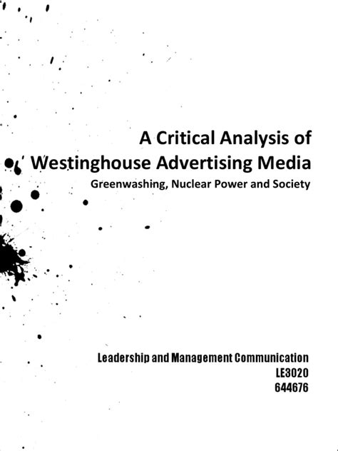 A Critical Analysis Of Westinghouse Advertising Media Greenwashing