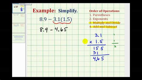 Ex 1 Simplify An Expression Involving Decimals Youtube