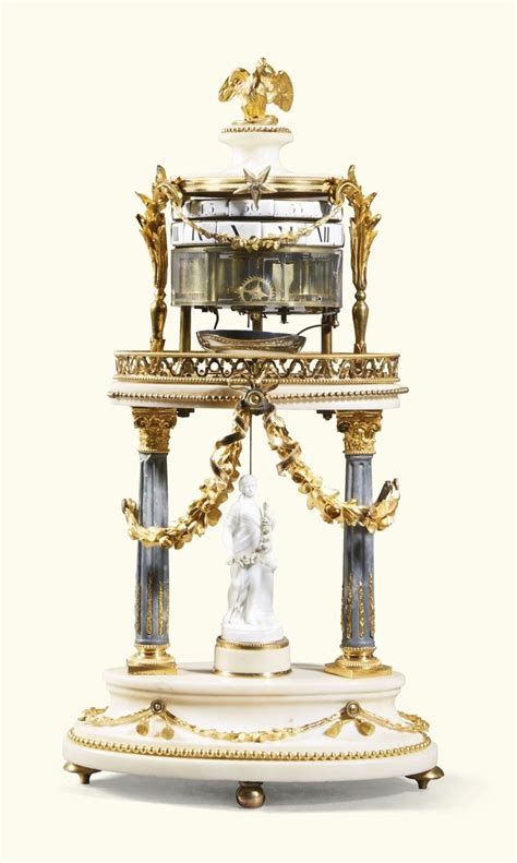 A Louis Xvi Marble And Gilt Bronze Cercles Tournants Mantel Clock