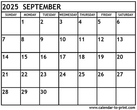 September 2025 Calendar Free Printable Cutest Van Cathlene