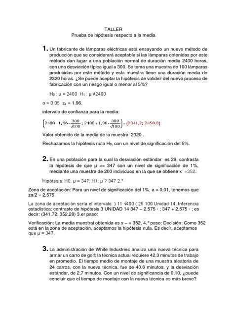 Ejercicios Resueltos Prueba De Hipotesis Pdf Prueba De Hipótesis Estadísticas Muestreo