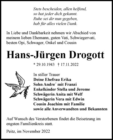 Traueranzeigen Von Hans J Rgen Drogott Lr Online Trauer De