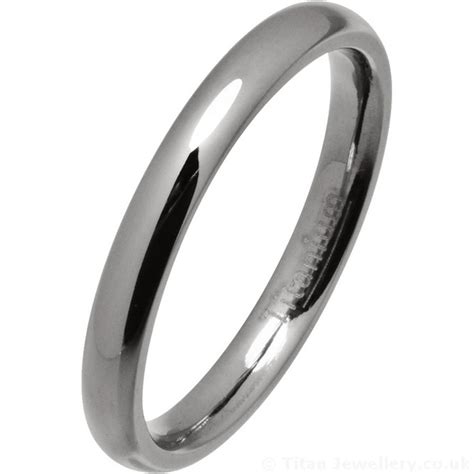 Women's 3mm Polished Titanium Court Wedding Ring