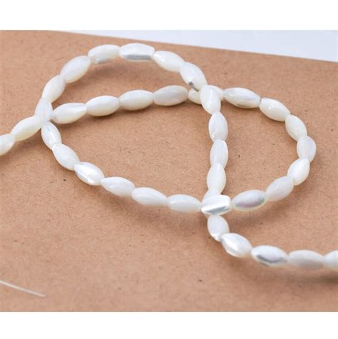 Perles En Forme Grain De Riz En Nacre Coquillage Blanc Naturel 6 7x4 5mm