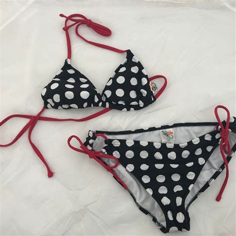 Roxy Polka Dot String Bikini Top Bottom Gem