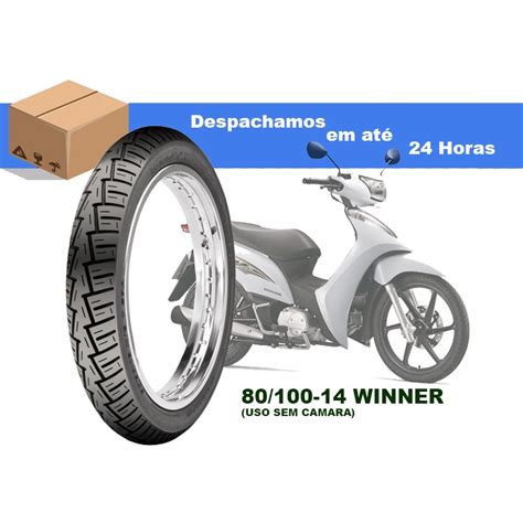 Pneu Traseiro Maggion 80 100 14 Winner Sem Camara Biz Pop Para Rodas De