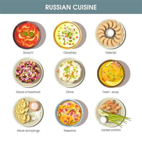 Premium Vector Russian Food Cuisine Vector Icons For Restaurant Menu