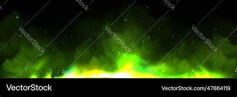 Green Fire Effect Overlay With Ember And Smoke Vector Image