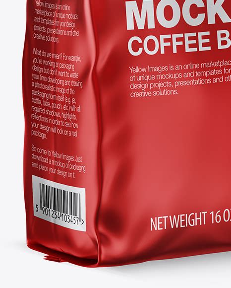 Matte Metallic Coffee Bag With Valve Mockup Half Side View Free