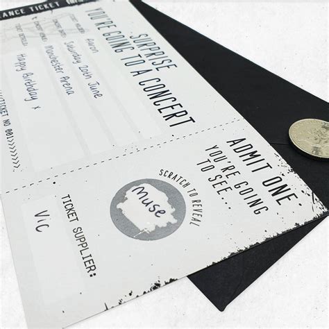 Scratch Reveal Concert Ticket Diy Surprise T Card Etsy Uk