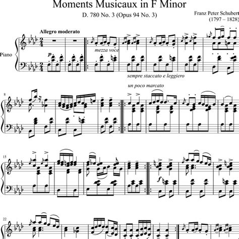 Schubert Moments Musicaux In F Minor D 780 No 3 Opus 94 No 3