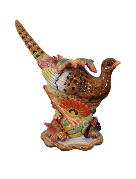 2 Fitz Floyd Autumn Bounty Pheasant Bird Thanksgiving Candle Holders 9