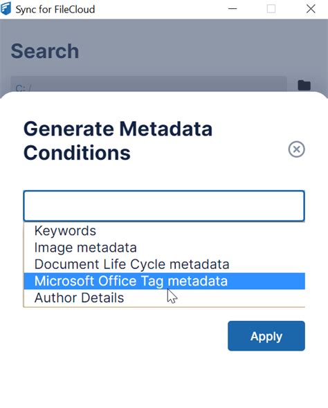 Metadata Search In Sync Filecloud Docs Server