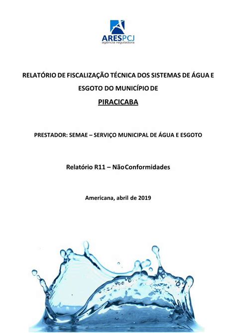 Pdf Relat Rio De Fiscaliza O T Cnica Dos Sistemas De Gua E Esgoto