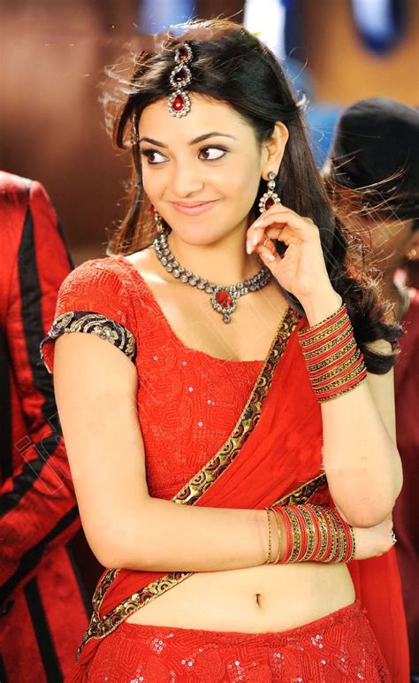 Kajal Agarwal Love You Kajal Agarwal Red Half Saree With Bangles