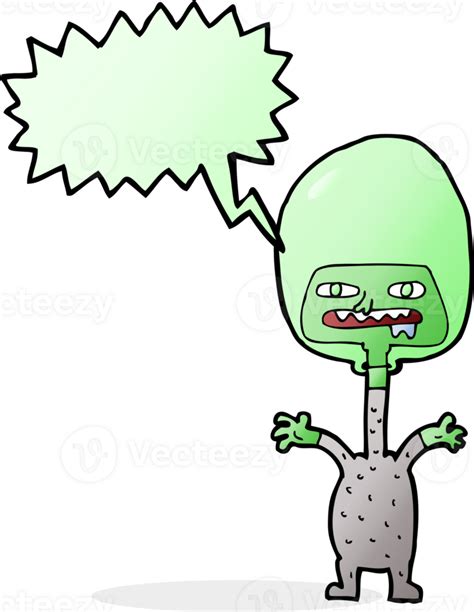 Cartoon Space Alien With Speech Bubble 45265478 Png