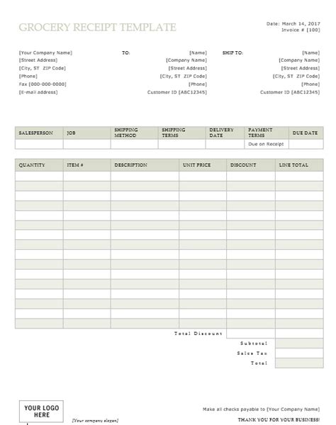 9 Free Sample Grocery Payment Receipt Templates