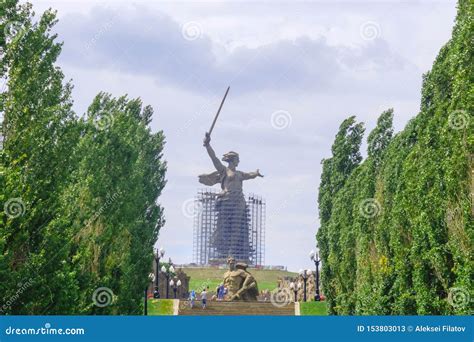 Volgograd, Russia - Jul 08, 2019: Statue of Motherland Mamayev Kurgan ...