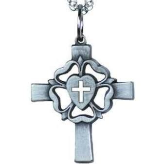 The Lutheran Rose Cross Necklace Pewter