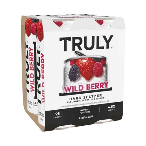 Buy Truly Hard Seltzer Wild Berry Can 330mL 4 Pack Coles