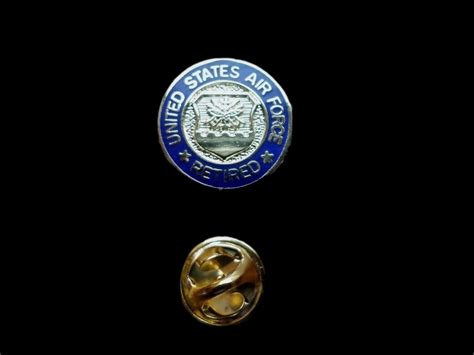 Us Air Force Retired Hat Lapel Pin Tie Tac Clutch Back Blue And Gold