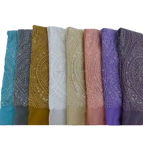 Y112414 China Wholesale Fabric Bead Sequin Embroidery French Tulle