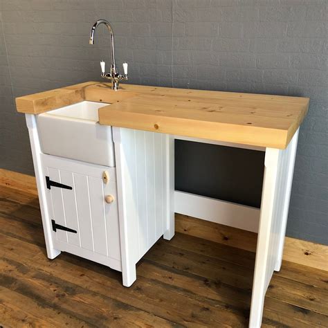 Baby Belfast Butler Sink Unit With One Appliance Gap Chunky Pine