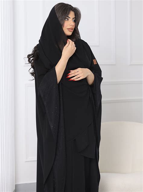 Abaya Black Abaya Adorned With Sparkling Crystals For A Glamorous And