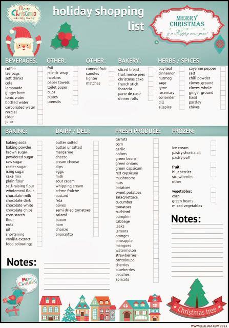 u203b Xmas Grocery Planner Shopping List (Free Printable) | Christmas ...