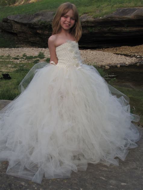 Girls Ivory Tulle Flower Girl Dress Girls Flower Girl Dress Etsy