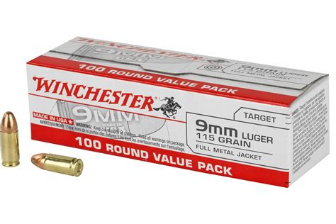 Winchester Ammunition Usa Mm Grain Full Metal Jacket Handgun Ammo