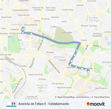 Línea e4 horarios paradas y mapas Felipe II Actualizado