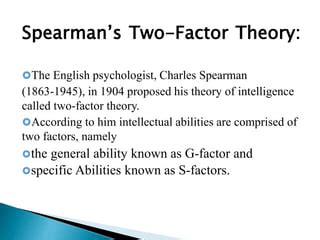 Intelligence And Two Factor Theory Ppt