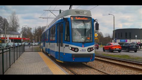 Poland Kraków tram 1 ride from Cienista to Rondo Czyżyńskie YouTube