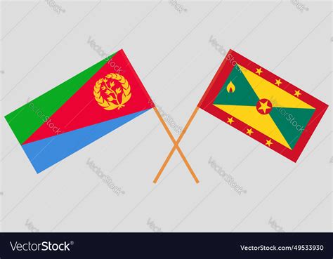 Crossed Flags Of Eritrea And Grenada Official Vector Image