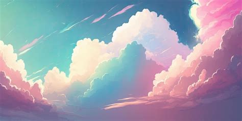 Premium AI Image | Anime Style Colorful Clouds Background