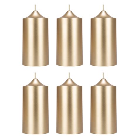 Mega Candles Pcs Unscented Gold Dome Top Round Pillar Candle Hand