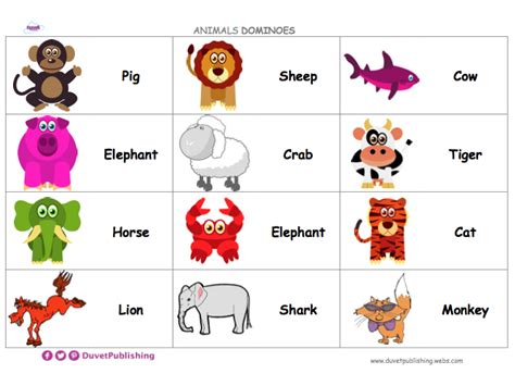 Animals Dominoes - match words and pictures | Teaching Resources