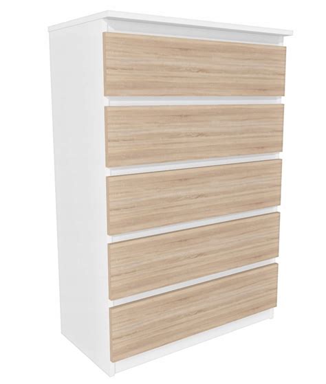 Komoda Biała dąb sonoma front 70x45 cm 5 szuflad Komoda 5 70x45