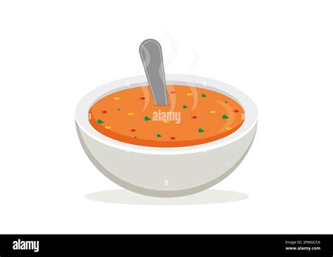 Bowl With Hot Vegetable Soup Vector Clipart Isolated On White