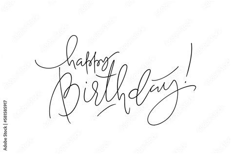 Happy Birthday Modern Hand Written Thin Line Lettering Minimalistic