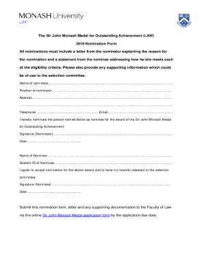 Fillable Online Sir John Monash Medal Nomination Form Fax Email Print