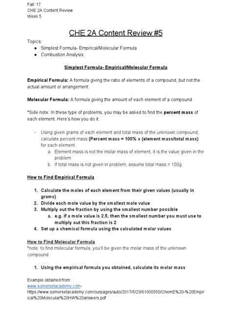 Combustion Analysis - Simplest Formula | PDF | Mole (Unit) | Formula