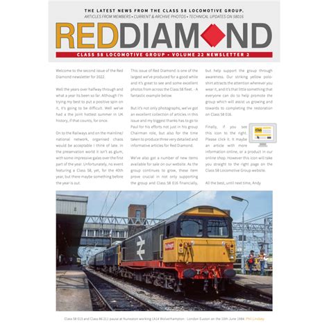 C58lg News Class 58 Locomotive Group Red Diamond Newsletter Volume 22 2 Class 58