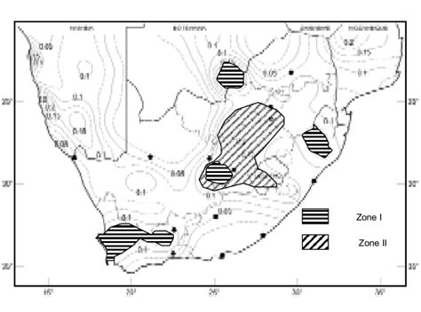 Seismic Hazard Map Of South Africa Showing Peak Ground Acceleration