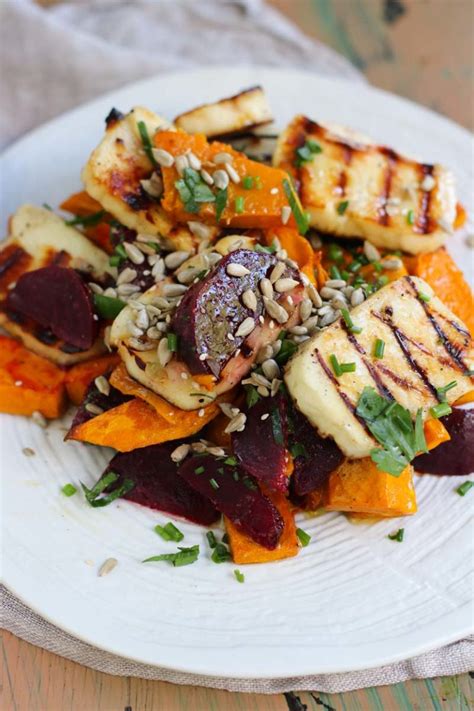 Beetroot Pumpkin Haloumi Salad My Kitchen Stories