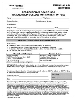 Fillable Online Form Algonquin College Fax Email Print PdfFiller