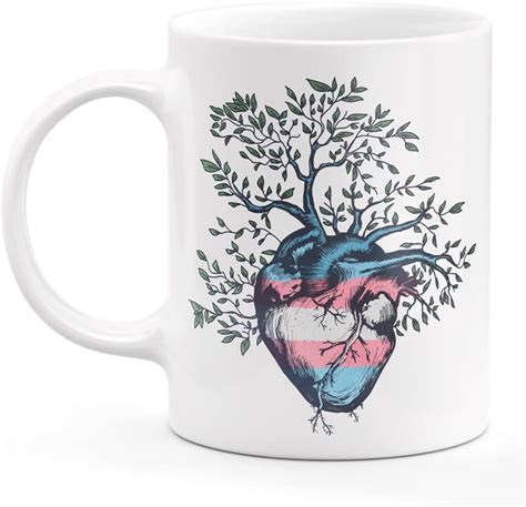 Transgender Pride Coffee Mug Trans Flag Heart Tree Of