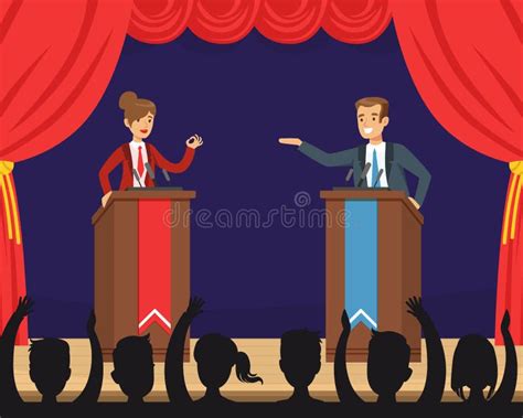 Politicians Talking Or Having Debates In Front Of Audience Stock Vector