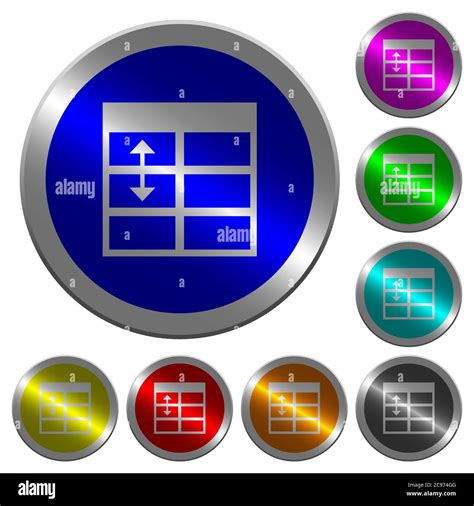 Spreadsheet Adjust Table Row Height Icons On Round Luminous Coin Like